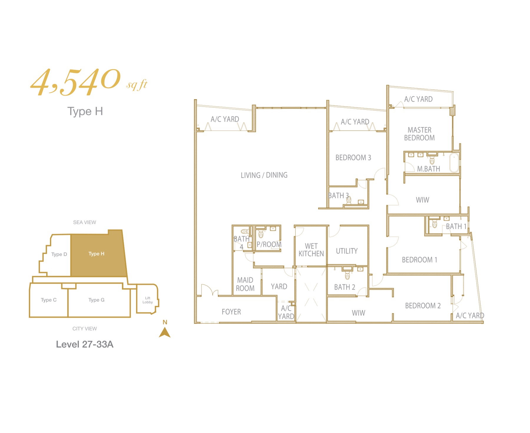 Cantonment Residence Type H floor plan, 4,540 sq.ft